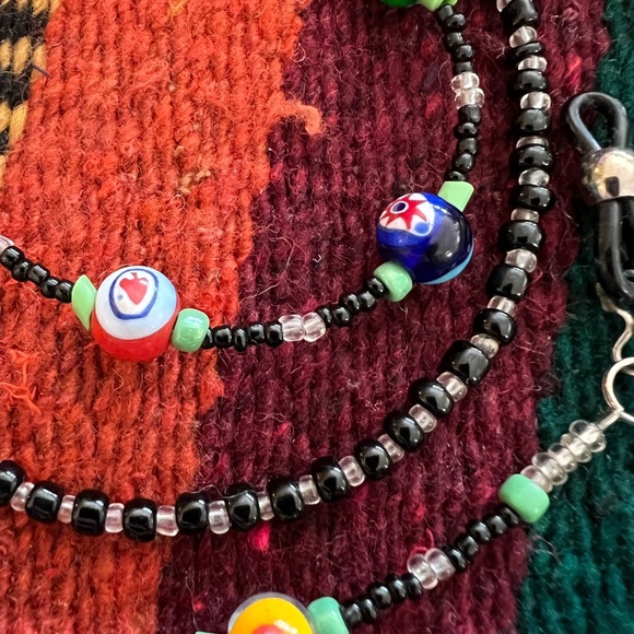 ❤️ Murano type Lamp Glass Bead Eye Glass / Glasses Spectacle Holder Necklace - Picture 3 of 7